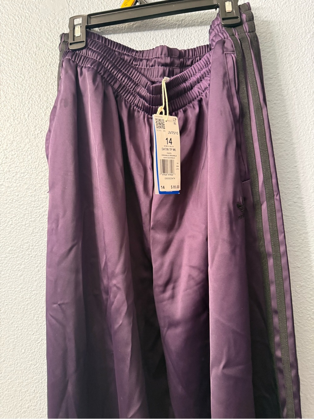 Satin adidas women Purple Track Pants wide leg nwt - Picture 2 of 6